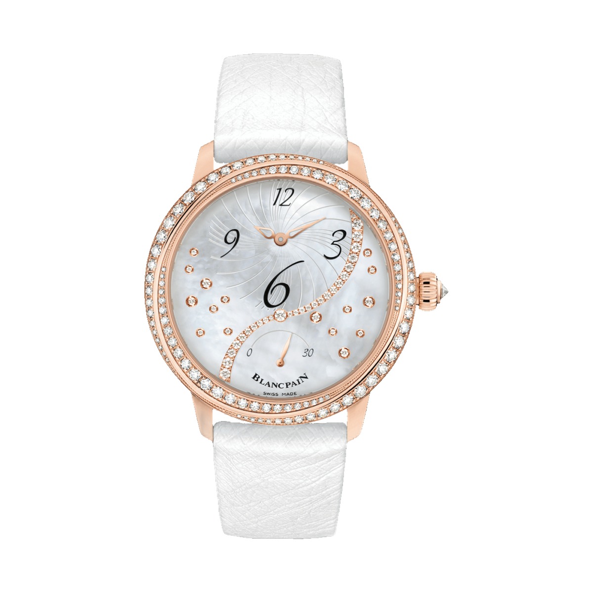 Blancpain Ladybird Heure Decentree Red Gold White Ostrich 3650A 3754 58B