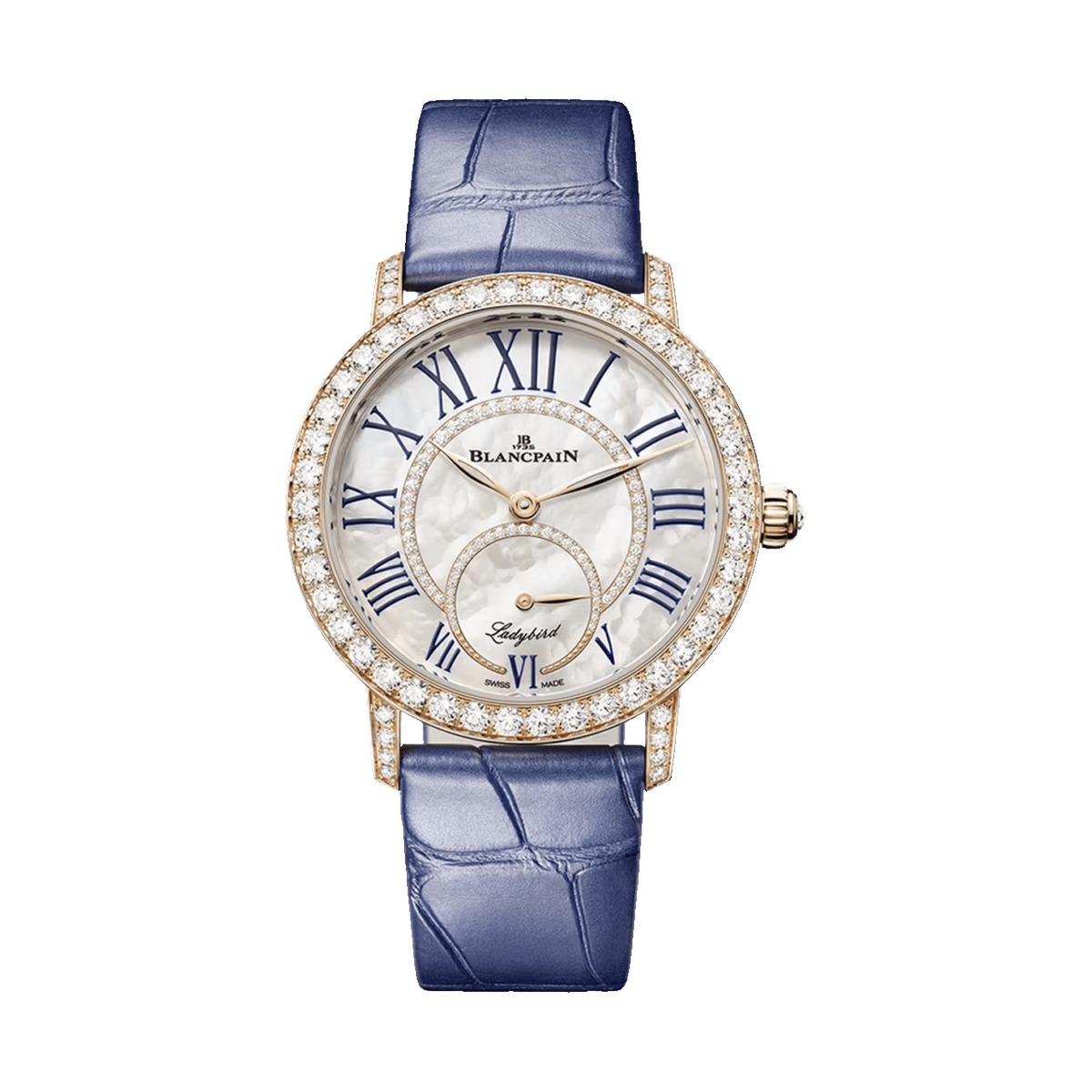Blancpain Ladybird Colors Red Gold Diamond Blue Alligator 3661B 2954 55B