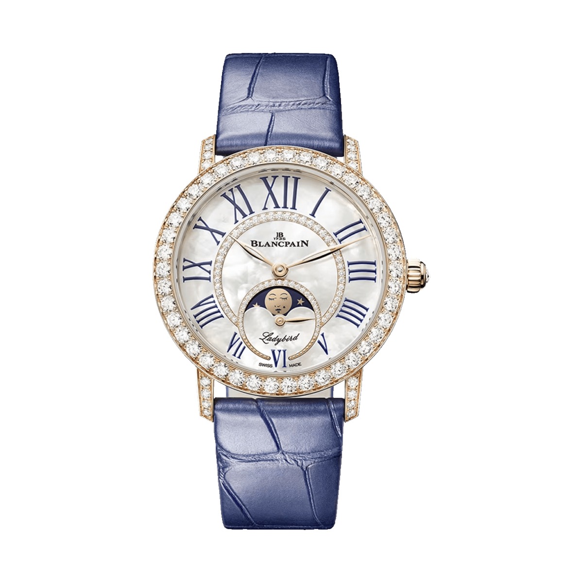 Blancpain Ladybird Colors Phases de Lune Red Gold Blue Alligator 3662 2954 55B