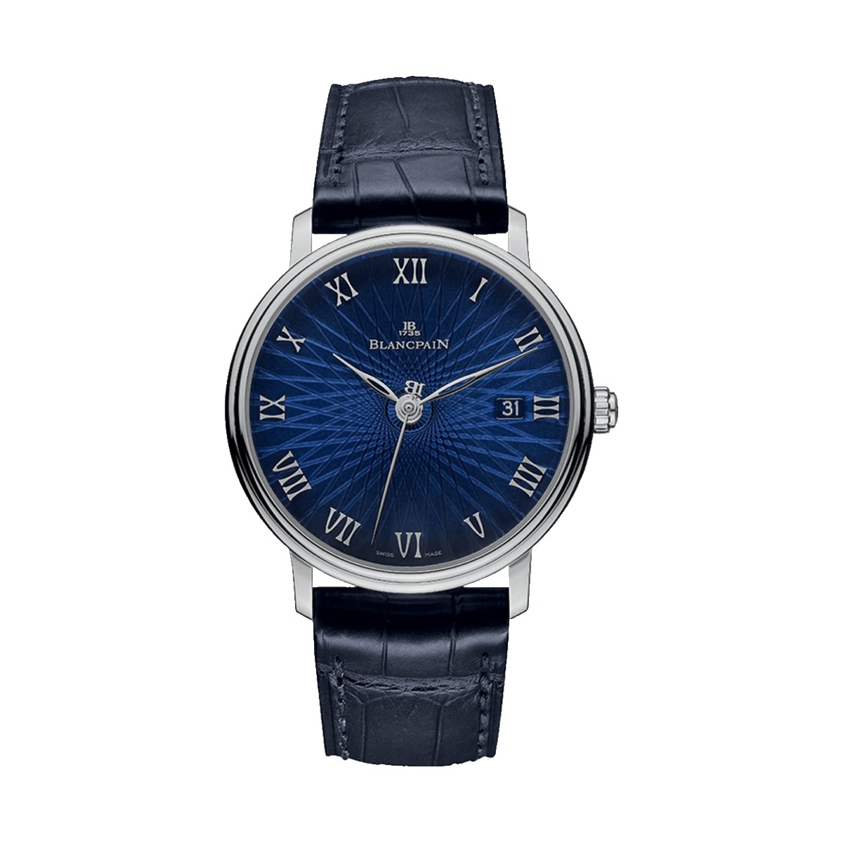 Blancpain Villeret Ultraplate Date White Gold Blue Alligator 6223C 1529 55A