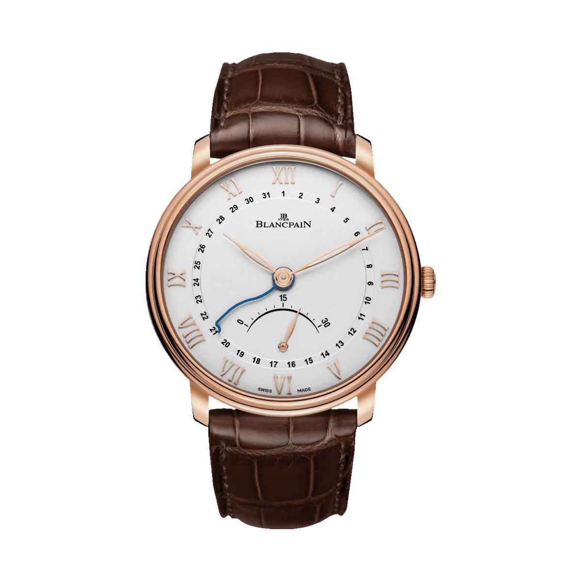 Blancpain Villeret Ultraplate Date Retrograde Red Gold Brown Alligator 6653Q 3642 55B