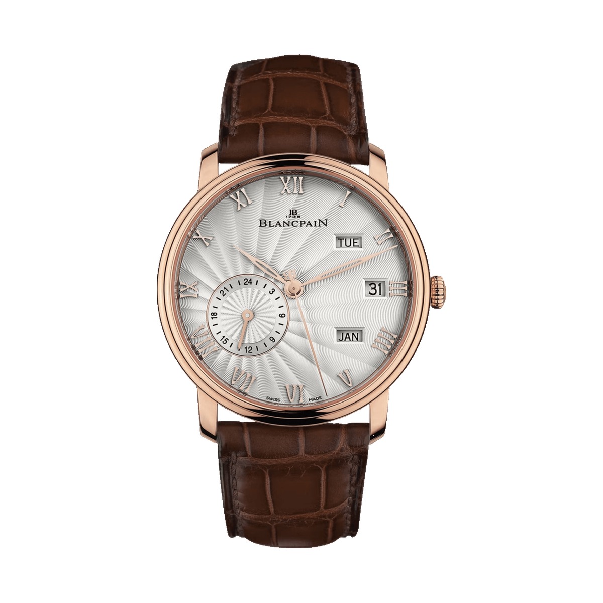 Blancpain Villeret Quantieme Annuel GMT Red Gold Brown Alligator 6670 3642 55B