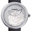 Chanel Mademoiselle Prive Camelia Watch 37.5mm White Gold MOP Diamonds H4319