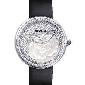 Alternative view of Chanel Mademoiselle Prive Camelia Watch 37.5mm White Gold MOP Diamonds H4319