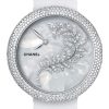 Chanel Mademoiselle Prive Quartz Mother of Pearl Marquetry Feather Motif Diamonds H4587