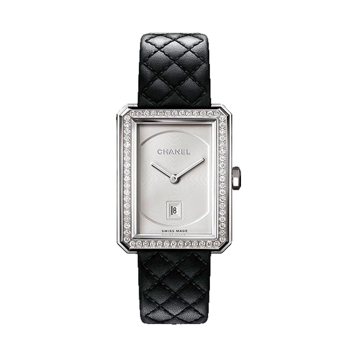 Chanel BOYFRIEND Quartz Medium Steel Diamond Bezel Opaline H6402