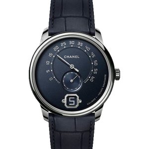 Alternative view of Chanel Monsieur Blue Edition Manual-Wind White Gold Navy Blue Limited Edition 55 H6432