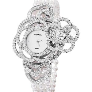 Alternative view of Chanel Camelia Jewelry Secret Watch Embroidered Camellia Pearls Large J10576