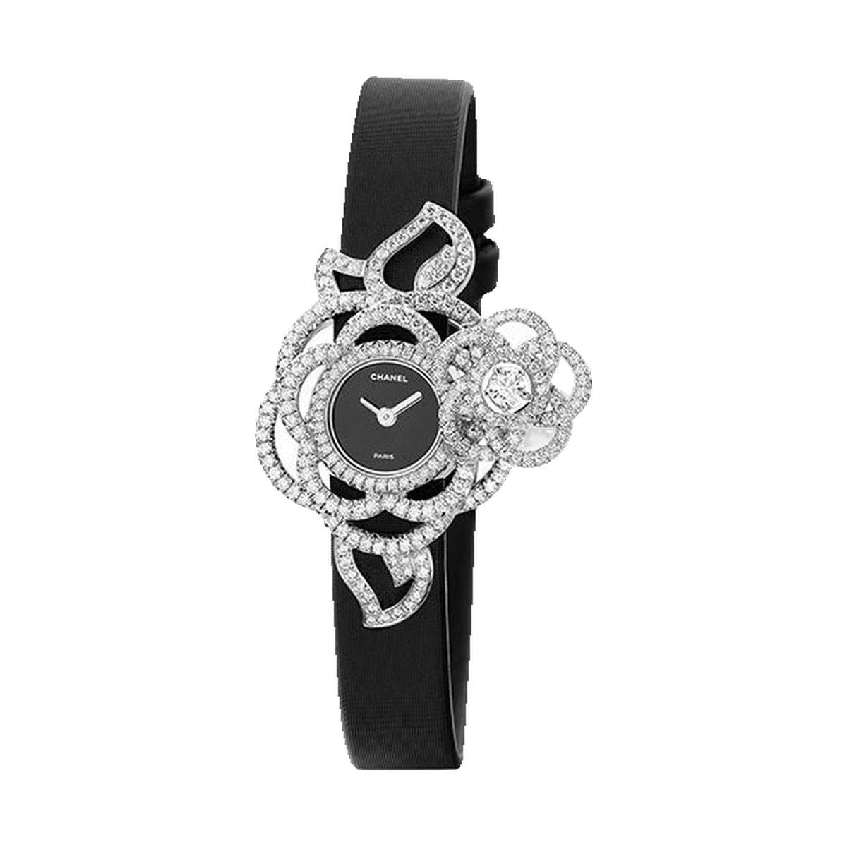 Chanel Camelia Jewelry Secret Watch Embroidered Camellia Medium J3755