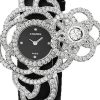 Chanel Camelia Jewelry Secret Watch Embroidered Camellia Large Black Satin J3940