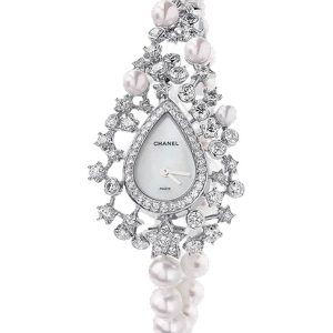 Alternative view of Chanel Comete Jewelry Watch Milky Way Motif White Gold Pearls J4741