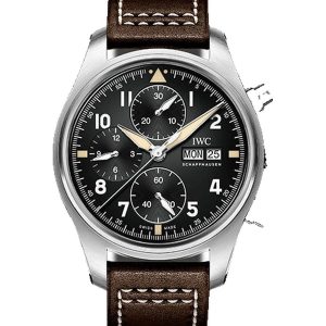 Alternative view of IWC Pilot’s Watch Chronograph Spitfire 41mm Steel Black Brown Calfskin IW387903