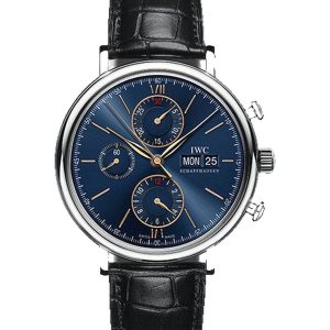 Alternative view of IWC Portofino Chronograph 42mm Steel Blue Alligator IW391036